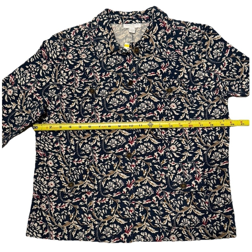 Charter Club Denim Jacket Floral Print Button Up Style Cotton Blend Size PM NWT - Picture 4 of 9